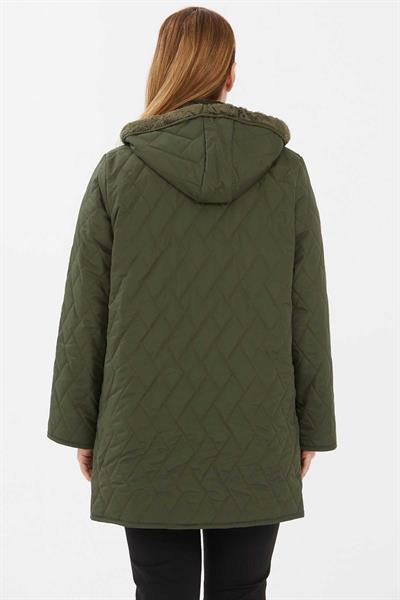 Fleto Cep Velboalı Kapitone Mont  /  KOYU YEŞİL