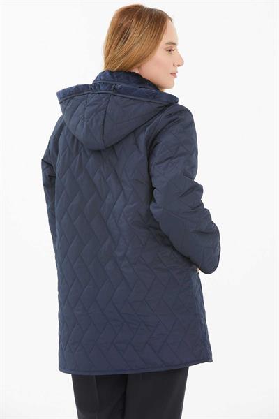 Fleto Cep Velboalı Kapitone Mont  /  LACİVERT