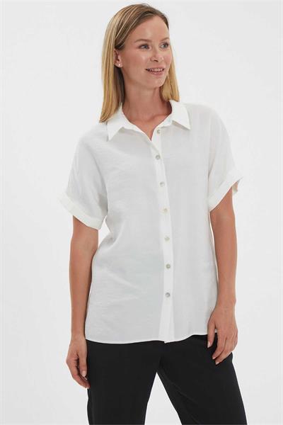 Gömlek Yaka Kısa Kol Bluz  /  BEYAZ