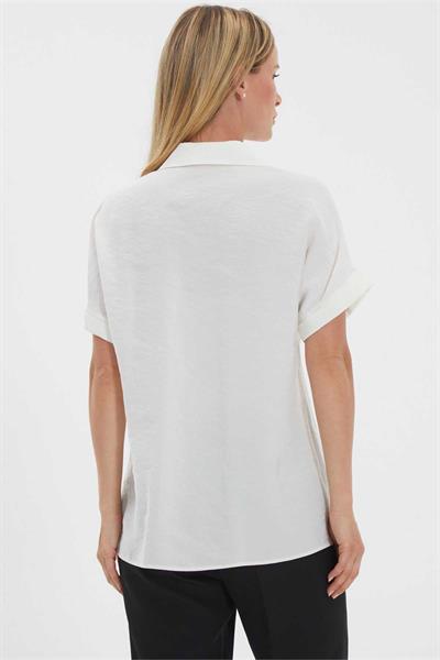 Gömlek Yaka Kısa Kol Bluz  /  BEYAZ