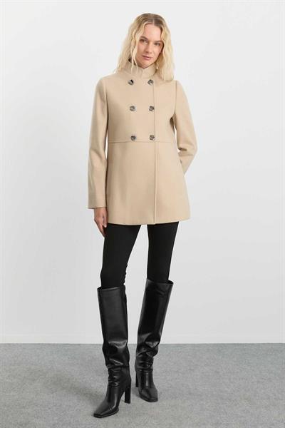 Hakim Yaka Kruvaze Diagonal Çizgili Kaban  /  TAŞ