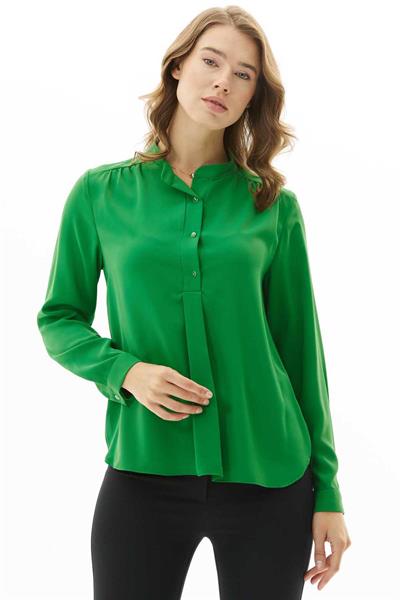Hakim Yaka Önü Plili Uzun Kol Bluz  /  YEŞİL
