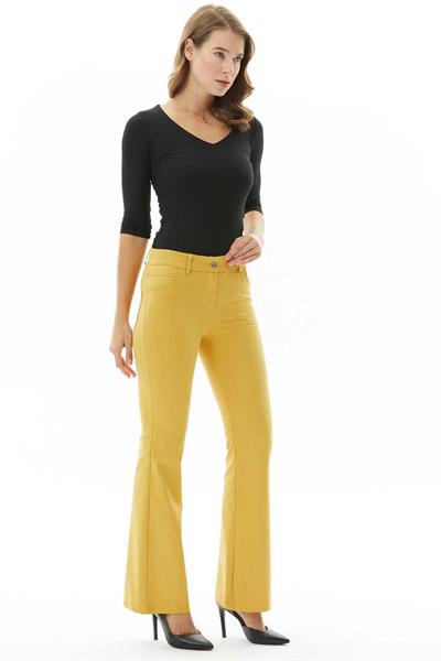 İspanyol Paça Spor Cep Cebi Parçalı Pantolon  /  HARDAL