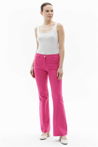 İspanyol Paça Spor Cep Cebi Parçalı Pantolon  /  FUŞYA