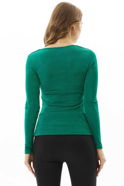 Kalp Yaka Uzun Kol Buzzy Bluz  /  YEŞİL