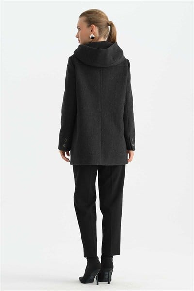 Kapüşonlu Önü Çıtçıtlı Kaban  /  ANTRASİT