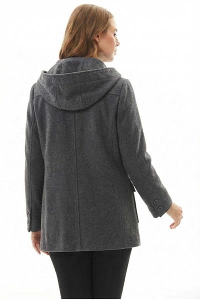 Kapüşonlu Önü Çıtçıtlı Kaban  /  ANTRASİT