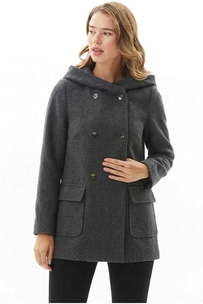 Kapüşonlu Önü Çıtçıtlı Kaban  /  ANTRASİT