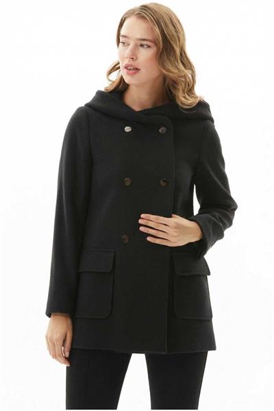 Kapüşonlu Önü Çıtçıtlı Kaban  /  SİYAH