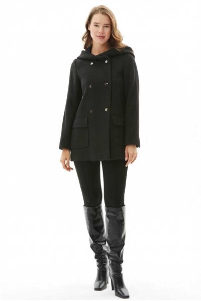 Kapüşonlu Önü Çıtçıtlı Kaban  /  SİYAH