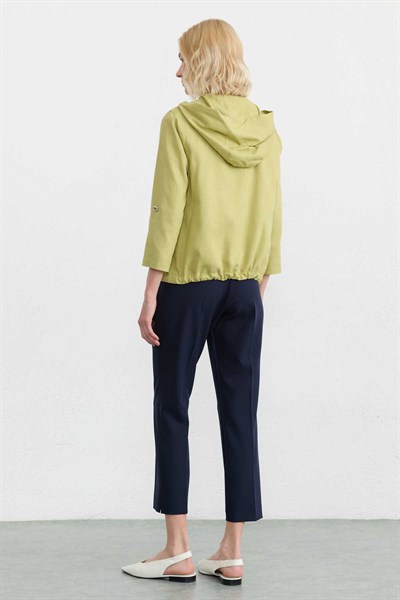 Kapüşonlu Önü Fermuarlı Ceket  /  YEŞİL