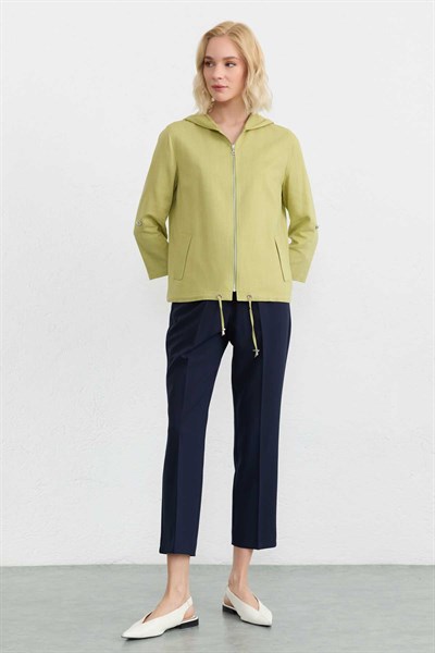 Kapüşonlu Önü Fermuarlı Ceket  /  YEŞİL
