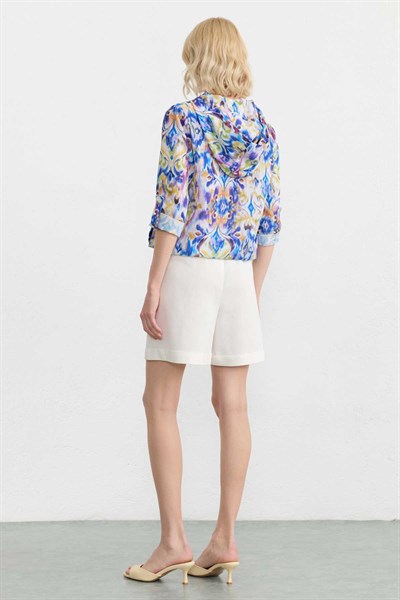 Kapüşonlu Önü Fermuarlı İkat Desen Ceket  /  SAKS