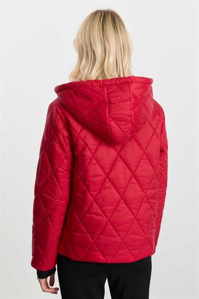 Kapüşonlu Önü Fermuarlı Kısa Mont  /  KIRMIZI