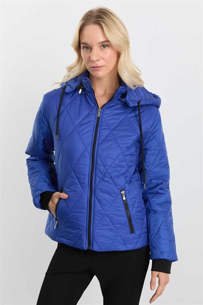 Kapüşonlu Önü Fermuarlı Kısa Mont  /  SAKS