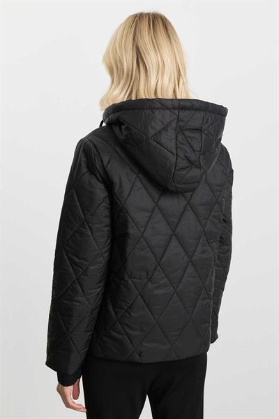 Kapüşonlu Önü Fermuarlı Kısa Mont  /  SİYAH