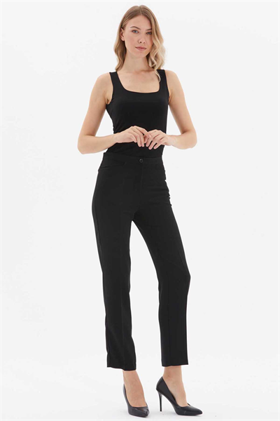 Kare Cep  Boru Paça Pantolon  /  SİYAH