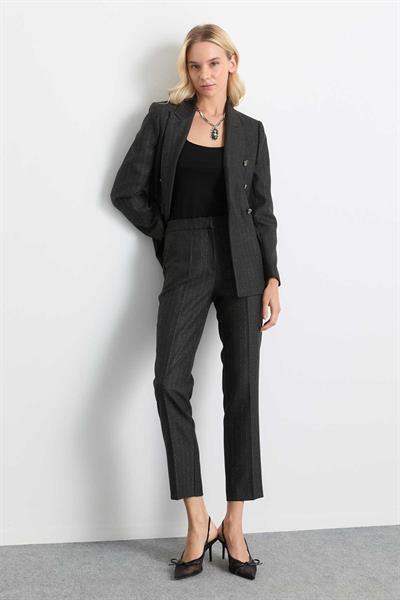Kendinden Çizgili Yan Cep Pantolon  /  ANTRASİT