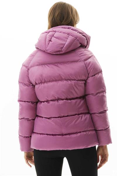 Kendinden Kapüşonlu Grogrenli Kısa Mont  /  MOR