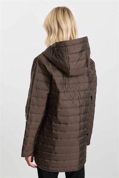 Kendinden Kapüşonlu İçi Leopar Kapitone Mont  /  KAHVE