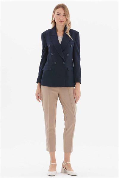 Kruvaze Erkek Yaka Flanel Ceket  /  LACİVERT