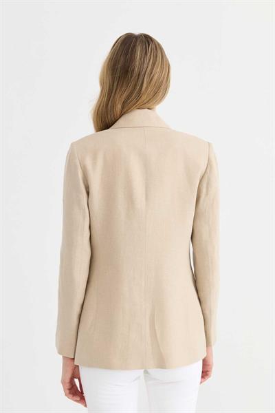 Kruvaze Fermuar Aksesuarlı Ceket  /  BEJ