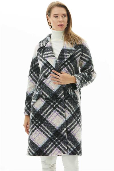 Kruvaze Raglan Kol Ekose Kaban  /  MAVİ