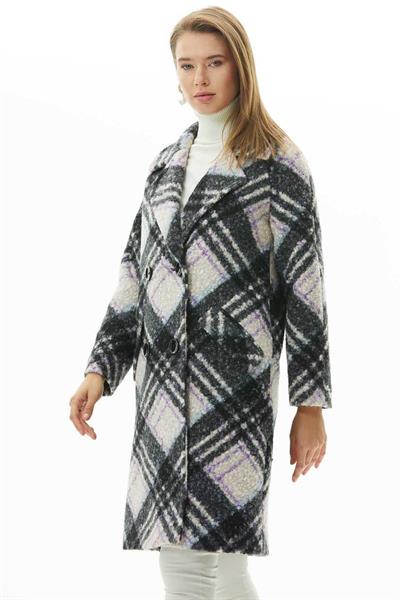 Kruvaze Raglan Kol Ekose Kaban  /  MAVİ