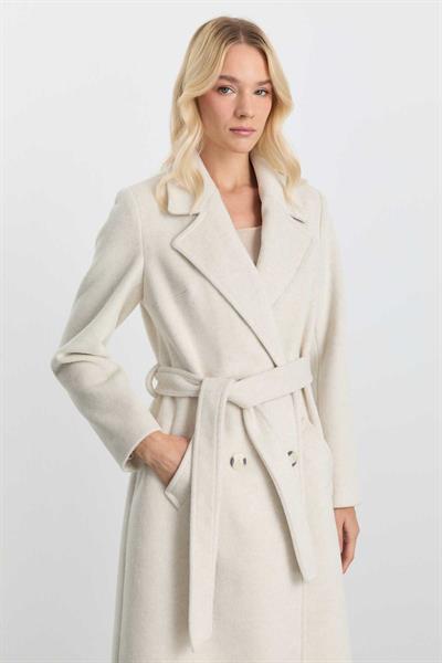 Kruvaze Yaka Bağlamalı Manto  /  TAŞ