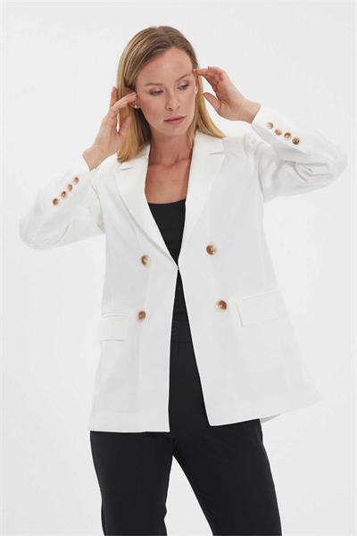 Önü Agraflı Uzun Ceket  /  EKRU