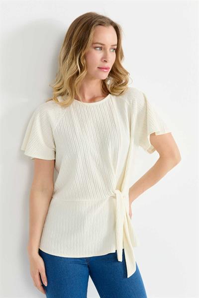 Önü Bağlamalı Bürümcük Bluz  /  EKRU