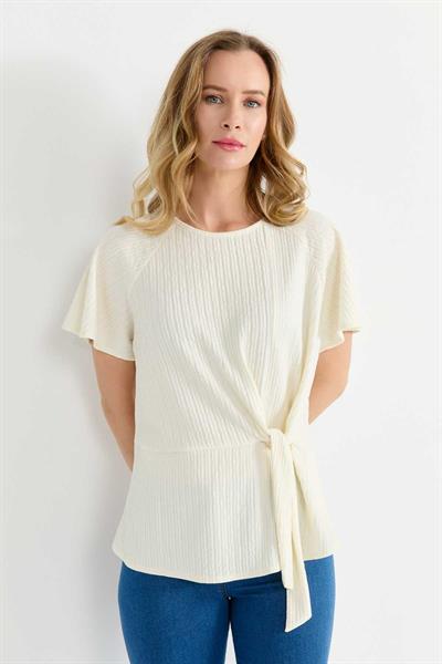 Önü Bağlamalı Bürümcük Bluz  /  EKRU