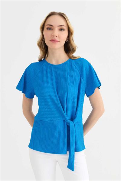 Önü Bağlamalı Bürümcük Bluz  /  MAVİ
