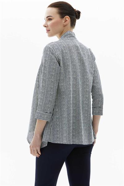 Önü Dökümlü Çizgili Ceket  /  LACİVERT