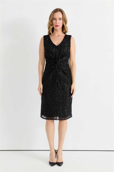 Önü Düğümlü Boncuklu Elbise  /  SİYAH