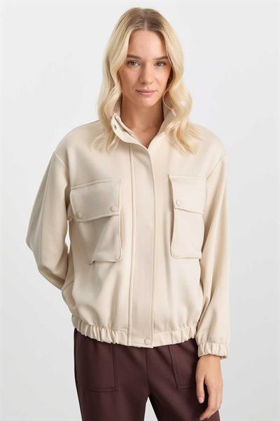 Önü Fermuarlı Dıştan Cep Ceket  /  TAŞ