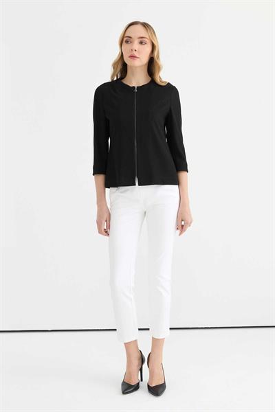Önü Fermuarlı Kendinden Fitilli Ceket  /  SİYAH