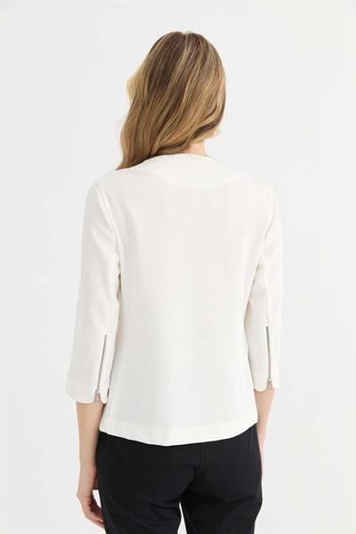 Önü Fermuarlı Kendinden Fitilli Ceket  /  EKRU