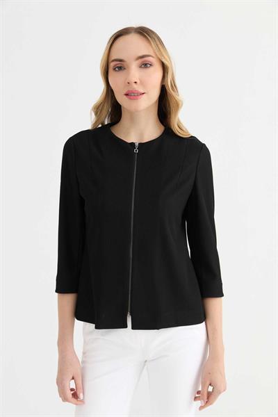 Önü Fermuarlı Kendinden Fitilli Ceket  /  SİYAH