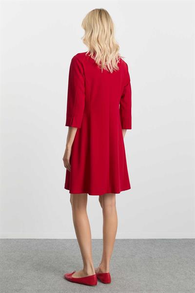 Önü Fermuarlı Parçalı Elbise  /  KIRMIZI