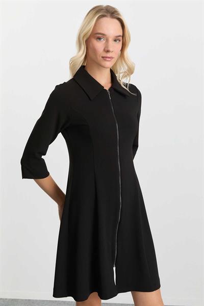 Önü Fermuarlı Parçalı Elbise  /  SİYAH