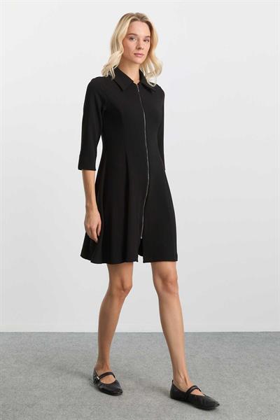 Önü Fermuarlı Parçalı Elbise  /  SİYAH