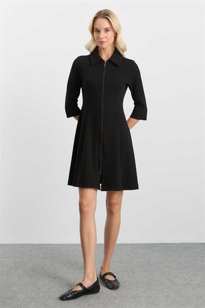Önü Fermuarlı Parçalı Elbise  /  SİYAH