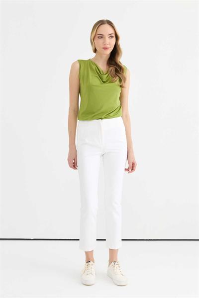 Önü Fleto Cepli Boru Paça Pantolon  /  EKRU