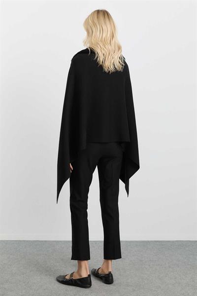 Önü Kürklü Triko Panço  /  SİYAH