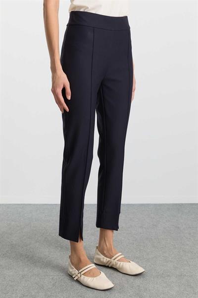 Önü Nervürlü Dar Paça Paçası Yırtmaçlı Pantolon  /  LACİVERT