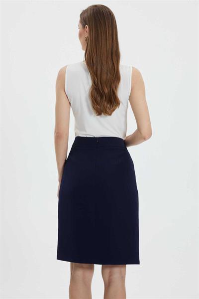 Önü Parçalı Dar Etek  /  LACİVERT