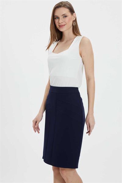 Önü Parçalı Dar Etek  /  LACİVERT