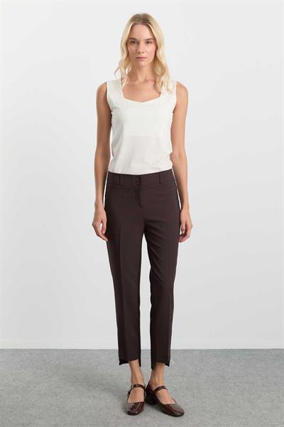 Paçası Fermuarlı Arkası Uzun Pantolon  /  KAHVE