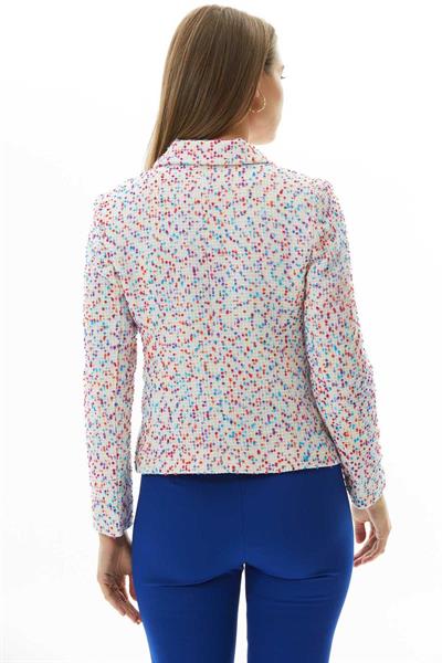 Renkli Kırçıllı Üç Düğme Ceket  /  EKRU